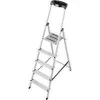 Krause 126337 Stufen-Stehleiter Safety Alu-Leiter. 5 Stufen