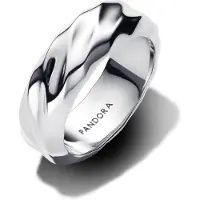 Pandora Essence 925 Sterling Silver Rippled Wide Band Ring 193886C00