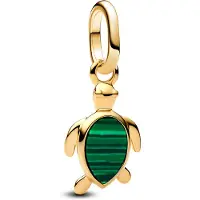 Pandora 763823C01 Mini Charm-Anhänger Grüne Schildkröte Goldfarben