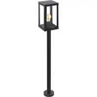 Eglo Außen-Stehlampe Alamonte 1, 1 flammige Außenleuchte, Stehleuchte aus Stahl verzinkt in Schwarz und Glas in Transparent, E27 Fassung, IP44
