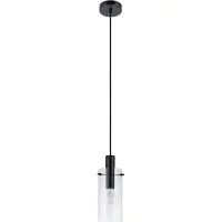Eglo Pendelleuchte Montefino, 1 flammige Hängelampe, Hängeleuchte aus Metall in Schwarz und Glas in Klar, Esstischlampe, Wohnzimmerlampe mit E27