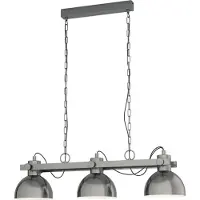 Eglo Pendellampe Lubenham, 3 flammige Vintage Pendelleuchte im Industrial Design, Retro Hängelampe aus Stahl, Farbe: Nickel matt, creme, Fassung: E27