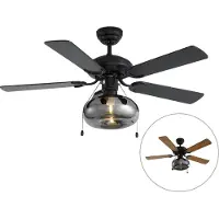 QAZQA Deckenventilator schwarz 107,5 cm mit Zugschalter - Mistral Busa