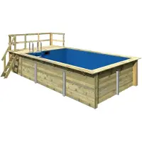Karibu Rechteckpool "Malta A BxLxH: 353x530x124 cm mit Sonnendeck" 44 mm starke kesseldruckimprägnierte Holzbohlen aus Fichtenholz