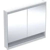 Geberit ONE Spiegelschrank mit ComfortLight, 2 Türen, Unterputzmontage, mit Nische, 105x90x15cm, 505.824.00.2, Farbe: weiss / Aluminium pulverbeschichtet