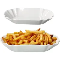 MamboCat 2er Set FRIES Pommes-Schale oval weiß aus Porzellan 19,5x10,7cm – 24302114 ****Vorpackplatz: REGAL A /// PLATZ 114