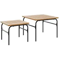 vidaXL Outdoor-Satztische 2 Stk. Braun und Schwarz Stahl