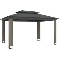 vidaXL Pavillon mit Doppeldach Anthrazit 3,94x2,96 m Stahl