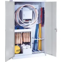 C+P Sportgeräteschrank mit Vollblech-Flügeltüren (Typ 1), HxBxT 195x120x50 cm, Ergo-Lock Muldengriff, Goldgelb (RAL 1004), Lichtgrau (RAL 7035), Einzelschließung