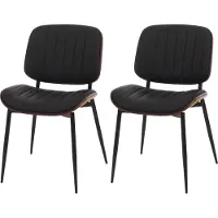 Mendler 2er-Set Esszimmerstuhl MCW-O44, Küchenstuhl Stuhl, Bugholz Kunstleder MVG Walnuss-Optik, schwarz