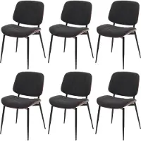 Mendler 6er-Set Esszimmerstuhl MCW-O44, Küchenstuhl Stuhl, Bugholz Stoff (370g/m²) MVG Walnuss-Optik, dunkelgrau