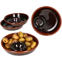 MamboCat 4x Juego Tapas Schale Ø14,3cm Olivenschale Ton-Cazuela mit Kernablage Antipasti