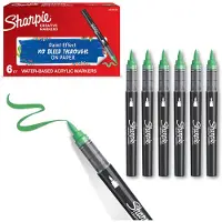 Sharpie - Creative Marker Acrylic Paint Pens - Brush Tip Water-Based Paint Markers - Emerald Green - 6 Count (SKU: 2218124)