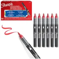 Sharpie - Creative Marker Acrylic Paint Pens - Brush Tip Water-Based Paint Markers - Red - 6 Count (SKU: 2218113)
