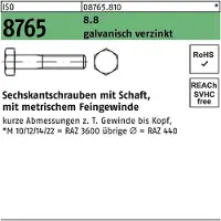 Industrial Quality Supplies Sechskantschraube ISO 8765 m.Schaft M 16x1,5 x 85 8.8 galvanisch verzinkt