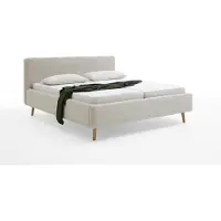 Meise Mattis Polsterbett 180x200cm Holzfuß Kopfteil Glatt Beige