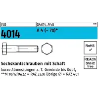 Industrial Quality Supplies Sechskantschraube ISO 4014 m.Schaft M 12 x 60 A 2-70