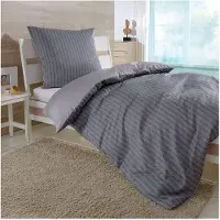 Bettwaren-Shop Satin Bettwäsche Eternity Combo schiefer 200x200 cm + 2x 80x80 cm