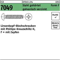Industrial Quality Supplies Blechschraube ISO 7049 LIKO m.Zapfen/Kreuzschlitz-PH F 2,2 x 13 -H Stahl gehärtet galvanisch verz...
