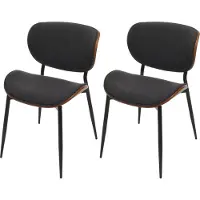Mendler 2er-Set Esszimmerstuhl MCW-O45, Bugholz Stoff (370g/m²) MVG- Walnuss-Optik, dunkelgrau