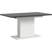 Ebuy24 Motion Esstisch Säulenfuß 90x150/190cm inkl. 1 Einlegeplatte weiß, grau.