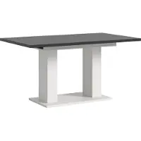 Ebuy24 Motion Esstisch Doppelsäulenfuß 90x150/190cm inkl. 1 Einlegeplatte grau, weiß.