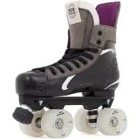 Rio roller Flow Hockey Quad Skates Schwarz – Vegane Rollschuhe im Eishockey-Look für Urban- und Freizeit-Skating