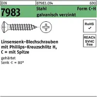 FAST-X Linsensenkblechschraube DIN 7983 m.Kreuzschlitz-PH C 5,5 x 13 -H Stahl gehärtet galvanisch verzinkt