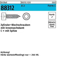 Hörger & Geßler Zylinderblechschraube R 88312 m.Spitze/Innen-6-kant C 4,8 x 70 A 2