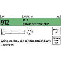 F. REYHER Nchfg. GmbH & Co. KG Zylinderschraube DIN 912 m.Innensechskant M 24 x 130 10.9 galvanisch verzinkt