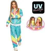 Muovijalelu Damen-Trainingsanzug "Eighties", türkis/neongrün/pink