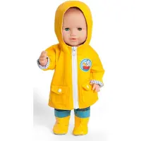 Heless 2525 - Wendeanorak mit Kapuze für Puppen im Design Maritim, Größe 35 - 45 cm, schützt vor Wind und Wette