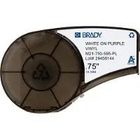 Brady M21-750-595-PL-WT, Vinyl, Weiss auf Lila, 19.05 mm x 6.40 m, permanent, endlos
