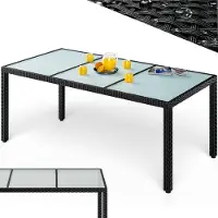 Casaria Gartentisch Polyrattan 190x90x75cm Schwarz