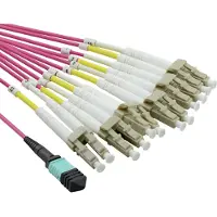 Value MPO-Fanout-Kabel 50/125µm OM4, MPO/12x LC, violett, 2 m