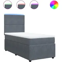 vidaXL Boxspringbett mit Matratze Dunkelgrau 100x200 cm Samt