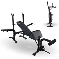Mobiclinic Multifunktionale Trainingsbank Hantelbank verstellbar Pressfit Verstellbar klappbar Stahl Belastbar bis 250 kg Unterstützung für Stangen