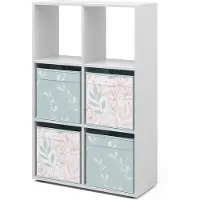 Vicco Bücherregal 48602, weiß, mit 4 Faltboxen, aus Holz, 6 Fächer, 72,6 x 107,2 x 29cm