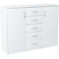 Matkam Moderne Kommode 2D5S mit 2 Türen und 5 Schubladen - Robuste Aufbewahrungslösung für Schlafzimmer und Wohnbereiche (Weiß)