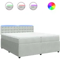 vidaXL Boxspringbett mit Matratze Hellgrau 200x200 cm Samt