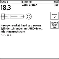 Industrial Quality Supplies Zylinderschraube R 83912 m.UNC-Gewinde/Innen-6-kant #4 x 1 1/2 ASTM A 574