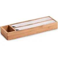 Zeller Folien-Aufbewahrungs-/Abreiß-Box, Bamboo/Edelstahl 39,5x13x5,4