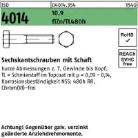 Industrial Quality Supplies Sechskantschraube ISO 4014 m.Schaft M 24 x 100 10.9 zinkbesch Gleitmittel flZnnc 480h-L