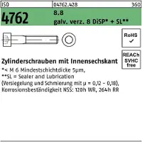 F. REYHER Nchfg. GmbH & Co. KG Zylinderschraube ISO 4762 m.Innensechskant M 5 x 25 8.8 galvanisch verzinkt 8 DiSP+SL