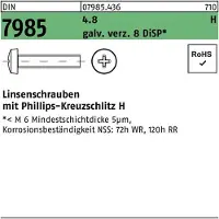 Reyher ISO 7045 - Stahl 4.8 DiSP (Dickschichtpass.) - M 3x16 - Linsenschrauben metrisch mit Kreuzschlitz H