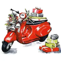 Ideyka Malen nach Zahlen – Weihnachtsmotorrad 30x30 –