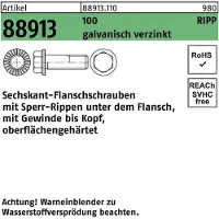 Industrial Quality Supplies Sechskantflanschschraube R 88913 Sperr-Ripp VG M 5 x 12 100 galvanisch verzinkt