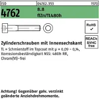 Industrial Quality Supplies Zylinderschraube ISO 4762 m.Innensechskant M 8 x 70 8.8 zinkbesch. Gleitmittel flZnnc 480h-L