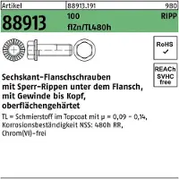 Industrial Quality Supplies Sechskantflanschschraube R 88913 Sperr-Ripp VG M 8 x 25 100 zinkbesch. Gleitmittel flZnnc 480h-L