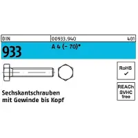 Industrial Quality Supplies Sechskantschraube DIN 933 VG M 16 x 70 A 4 (- 70)